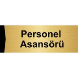Özarslan Dizayn Personel Asansörü 7x20 cm Altın Renk Metal Yönlendirme Levhası
