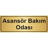 Özarslan DizaynAsansör Bakım Odası Yönlendirme Levhası 7 x 20 cm Altın Renk