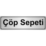 Özarslan DizaynÇöp Sepeti Yönlendirme Levhası 5 x 20 cm Gümüş Renk Metal