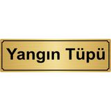 Özarslan DizaynYangın Tüpü Yönlendirme Levhası 7 x 20 cm Altın Renk Metal