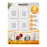 Özasya AVM 7x7 CM Süper Güçlü Yapışkanlı Banyo Askısı Yedek 4 Adet Sticker Raf Tutucu Askı