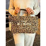 Özay Butik Tmca El Omuz Özel Kadın Çantası - Altın - Leopar