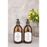 ÖZAY HOME Oval 2'li Amber Cam Sıvı Sabun Bulaşık Deterjanı Şişesi Sabunluk 500ml