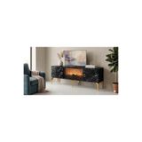 ÖZAYDIN HOME ELİTE TV SEHPASI ŞÖMİNELİ VE MÜZİK ÇALARLI (BLUETOOTH) SİYAH MERMER DESENLİ