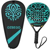 Ozbego Padel Raket Seti %100 Tam Karbon - Çanta, 2 Overgrips, Bilek Desteği ve Koruyucu Film İçerir - Yeni Başlayanlar ve İleri Düzey Kullanıcılar İçin - Hafif ve Dayanıklı - Siyah ve Yeşil (Siyah)