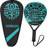 Ozbego Padel Raket Seti %100 Tam Karbon - Çanta, 2 Overgrips, Bilek Desteği ve Koruyucu Film Içerir - Yeni Başlayanlar ve Ileri Düzey Kullanıcılar Için - Hafif ve Dayanıklı - Siyah ve Yeşil