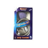 ÖZBEST Şık Inox duş stil başlığı takımı, spiral hortumlu, parmak izi bırakmaz özellikli