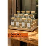 Özbience 12’li Bambu Kapağı Kare Cam Baharatlık Seti 120 ml + 16 Etiket Hediye - Seçenek 1