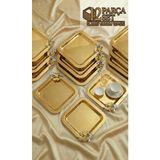 Özbience 12'li Parlak Gümüş/gold Kelebek Tepsi, 22X22 Cm, Çay, Kahve, Nişan - Altın - Seçenek 1