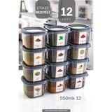 Özbience 12'li Saklama Kabı Seti, 550 Ml, Sızdırmaz, Derin Dondurucu ve Mikrodalga Uyumlu - Seçenek 1