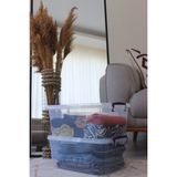 Özbience 15 Lt Kapaklı Plastik Saklama Kabı, Yatay ve Kilitli, Pratik Kullanım - Ahşap - Beyaz - Seçenek 1