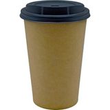 Özbience 16 Oz Siyah Kapaklı Kraft Kağıt Bardak, 100 Adet, 480 Ml, Latte ve Cappuccino Için - Seçenek 1