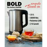 Özbience 1,8 Litre Anında Sıcak Su Isıtıcı Kettle, Pratik ve Güçlü Performans - Altın - Gri