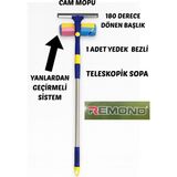 Özbience 180° Dönebilen Teleskopik Çekçekli Pratik Cam Silme Aparatı - Ahşap - Ceviz - Seçenek 1