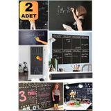 Özbience 2 Adet Çok Amaçlı Tebeşirli Kara Tahta Stickeri, 200X60 cm - 12M-Krem - Seçenek 1