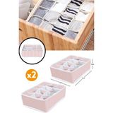 Özbience 2 Adet Renkli Çekmece Düzenleyici, Çok Bölmeli Organizer Seti - Ahşap - Bej - Seçenek 1