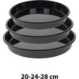 Özbience 20-24-28 cm Siyah Parlak Emaye Yuvarlak Fırın Tepsi Seti, 3'lü - Ahşap - Seçenek 1