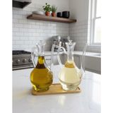 Özbience 2'li Cam Yağdanlık Seti, Ayçiçek ve Zeytinyağı Standlı 750ML - Seçenek 1