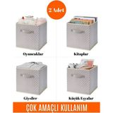 Özbience 2'li Dolap Içi Çamaşır Oyuncak Saklama Kutusu 30X30X30 cm - Altın - Gri - Seçenek 1
