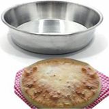 Özbience 2'li Ev Ekmeği ve Yemek Tepsisi, Ø29CM, Yüksek Kenar, Alüminyum - Ahşap - Beyaz - Seçenek 1