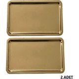 Özbience 2'li Paslanmaz Gold Servis ve Sunum Tepsisi, 33X23CM, Şık ve Kullanışlı - Altın - Seçenek 1
