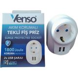 Özbience 2x USB Şarjlı Güç Prizi, Akım Tekli Koruma, 1080 Joule - Ahşap