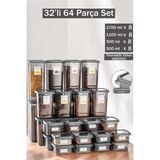 Özbience 32 Parça Kare Saklama Kabı Seti, Hava Geçirmez, Bpa Içermeyen Çok Amaçlı Set - Seçenek 1