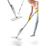 Özbience 360 Derece Dönen Su Püskürtmeli Sprey Mop, Pratik ve Kolay Temizlik Aracı - Altın - Gri - Seçenek 1