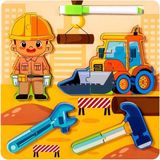 Özbience 3D Ahşap Meslek Puzzle Seti, Yazı Tahtası ve Kalemli, Eğitici Öğrenme - Seçenek 1