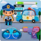 Özbience 3D Ahşap Meslek Puzzle Seti, Yazı Tahtası ve Kalemli, Eğitici Oyuncak - Seçenek 1
