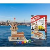 Özbience 3D Boyama Puzzle Kız Kulesi Maketi Kendin Yap ve Sanatsal Hobi Seti - Seçenek 1 - Ahşap - Beyaz