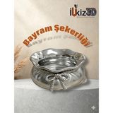 Özbience 3D Tasarımlı Dekoratif Bayram Şekerliği, Modern Sunum Kasesi - Altın - Gümüş - Seçenek 1