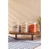 Özbience 3'lü 450 ml Borosilikat Cam Kavanoz Seti, 9X10 cm - Ahşap