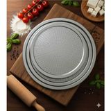 Özbience 3'lü Delikli Çelik Pizza Tepsileri Seti, 28-32-34 Cm, Ev Tipi Pişirme - Altın - Gümüş - Bakır - Seçenek 1