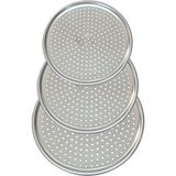 Özbience 3'lü Lüx Çelik Delikli Pizza Tepsisi Seti 28-36 Cm, Pratik ve Şık Tasarım - Ahşap - Beyaz - Seçenek 1