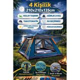 Özbience 4 Kişilik Otomatik Tenteli Kamp Çadırı, Portatif, Anti-Uv, Su Geçirmez, Outdoor - Ahşap - Beyaz