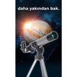 Özbience 40X Teleskop ile Yakınlaştırma ve Öğrenme Deneyimi, Bilim Tutkunlarına Özel - Ahşap - Beyaz - Seçenek 1