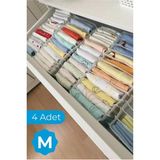 Özbience 4'lü Orta Boy Çekmece Iç Düzenleyici, 16X40X12CM, Pratik ve Şık Organizatör - Ahşap - Beyaz - Seçenek 1