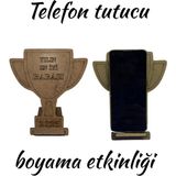 Özbience 5'li Ahşap Telefon Tutucu Seti, Kendin Yap Hediye, Babalar Günü Özel - Seçenek 1