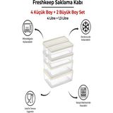 Özbience 6 Adet Saklama Kabı Seti, Mikrodalga ve Derin Dondurucu Uyumlu - Seçenek 1