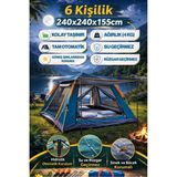 Özbience 6 Kişilik Otomatik Kamp Çadırı, Portatif, Anti-Uv, Su Geçirmez, Outdoor - Ahşap - Beyaz