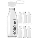 ozbience 6'lı 1000 ml Şeffaf Cam Sürahi Seti, Çok Amaçlı Kapaklı Şişe