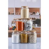 Özbience 6'lı Bambu Kapaklı Baharat Kavanoz Seti 800ML, Etiket Hediyeli - Ahşap - Beyaz