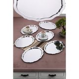 Özbience 6'lı Oval Dalgalı Sade Kahve ve Sunum Tepsisi, 20X25 cm - Seçenek 1