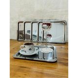 Özbience 6'lı Paslanmaz Çelik Kare Servis Tepsisi, 21X21CM, Dekoratif Sunum Aracı - Altın - Gümüş - Bakır - Seçenek 1