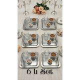 Özbience 6'lı Paslanmaz Çelik Kare Sunum Tepsisi Seti Gold ve Gümüş Renkli - Altın - Gümüş - Bakır - Seçenek 1