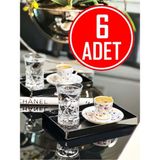 Özbience 6'lı Siyah Sunum Nişan Kahve Pleksi Tepsi Seti - Ahşap - Seçenek 1