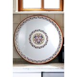 Özbience 70 No Emaye Sini Sofra, Yemek Sunum Tepsi, Çinko Yer Sofrası 68 cm - Ahşap - Beyaz - Seçenek 1