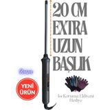 Özbience 9 mm Kıvırcık Afro Dalga Saç Maşası Ahşap Malzeme Uzun Başlık 20 cm Isı Koruma Eldiveni Dahil - Seçenek 1
