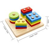 Özbience Ahşap Geometrik Şekiller Eğitim Oyunu, Tangram Hediyeli - Seçenek 1 - Açık Bej